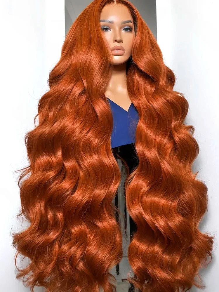 Real 250% Ginger Orange Body Wave 13x6 HD Lace Front Wig Colored Brazilian Water Wave 13x4 Lace Frontal Human Hair Wigs Women