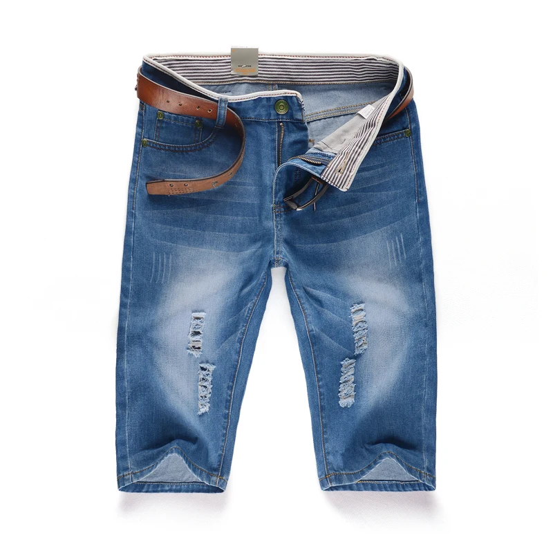 

Summer Large Size Men's Jeans orts Low Waist Five-Foot-Pants Thin Denim Casual Straight Leg Zipper Fly Youthful Trend