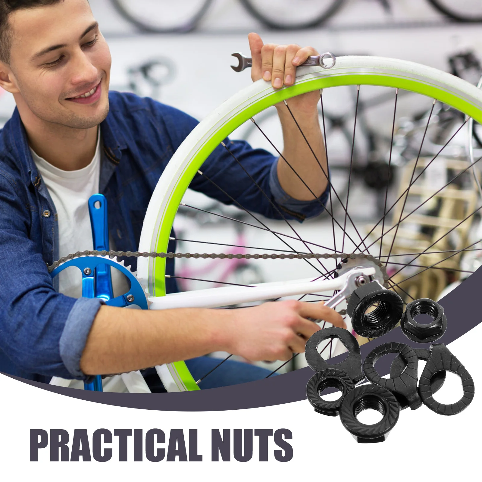 

1 set 1 Set Wheel Axle For Bike Iron Flange Nuts Hanger Hub Nuts Safety Fixed Washers Kit Anti Slip Protection Wide Application