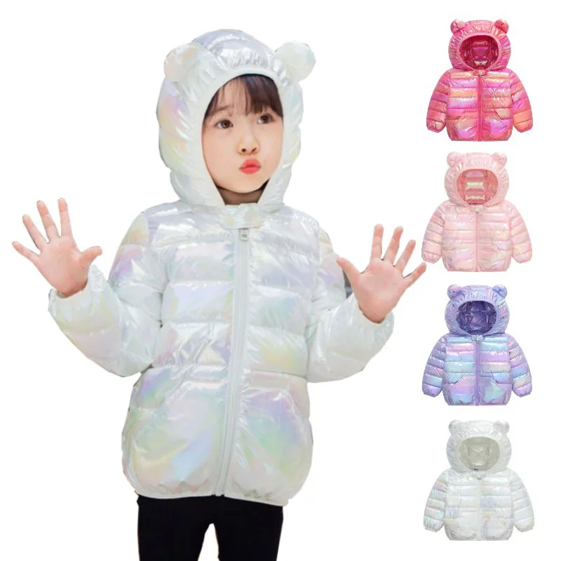 Hooded Lightweight Down Jackets Children Boys Girls Baby Colorful Fabric Warm Coats  Autumn Winter Outdoor Sports Casual Clothes