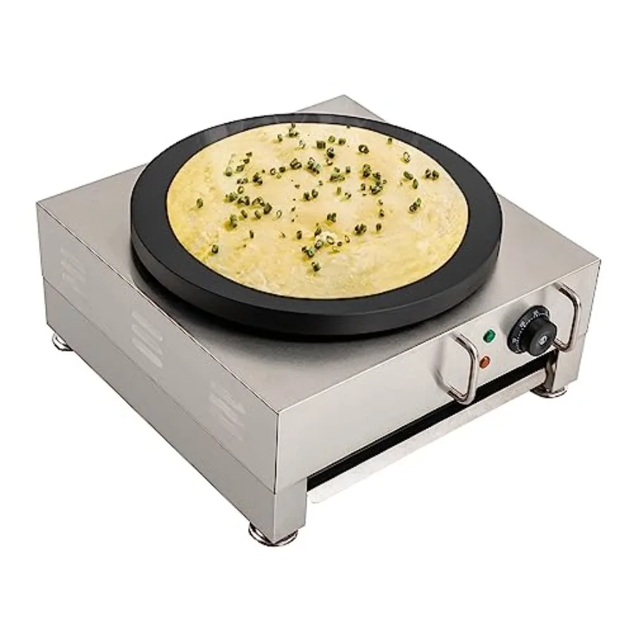 

Electric crepe maker for brunch, aluminum alloy, black, 16-inch large surface with adjustable temperature control and included