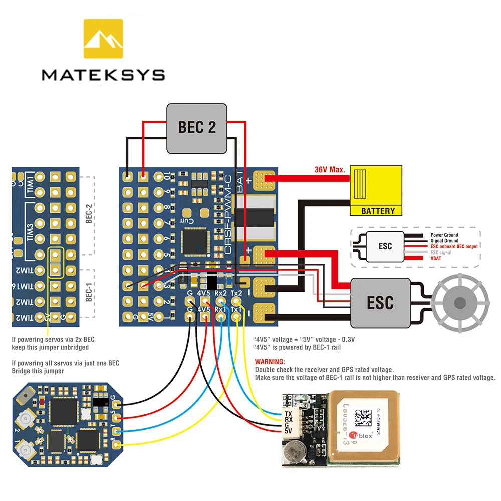 MATEK Mateksys CRSF إلى PWM محول CRSF-PWM-6 / CRSF-PWM-C لاستقبال بروتوكول CRSF TBS Crossfire Nano SE RC FPV الطائرة بدون طيار