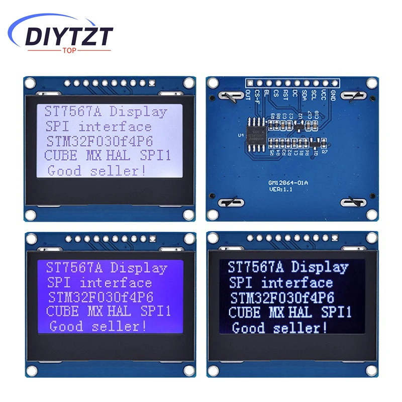 DIYTZT 12864 SPI módulo LCD 128X64 SPI ST7567A COG placa de pantalla gráfica Panel LCM 128x64 pantalla de matriz de puntos para Arduino