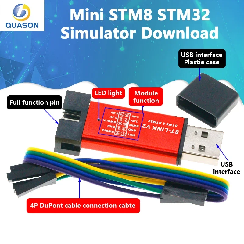 1PCS ST LINK Stlink ST-Link V2 Mini STM8 STM32 Simulator Download Programmer Programming With Cover