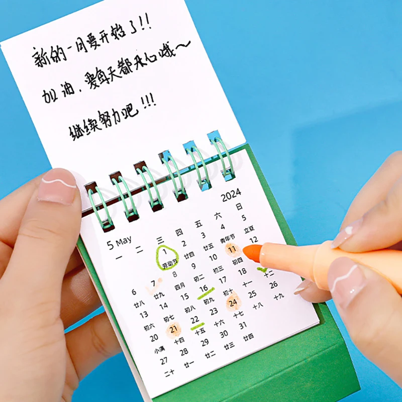 2024 Desktop Small Table Calendar Student Desktop Small Decoration Daily Clock In Self Discipline Small Calendar