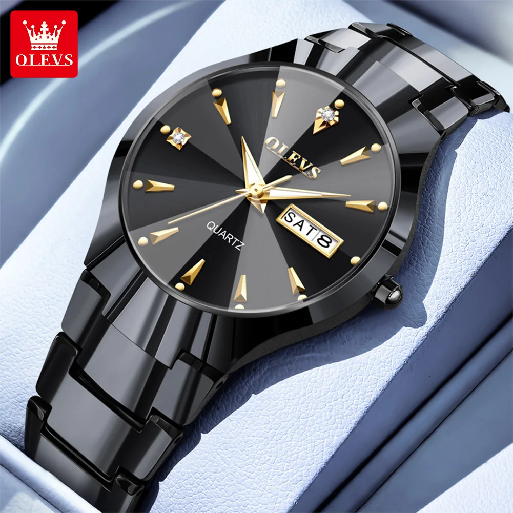 

OLEVS 8697, оригинальные кварцевые мужские часы, глубокие водонепроницаемые мужские часы с ремешком из вольфрамовой стали и датой