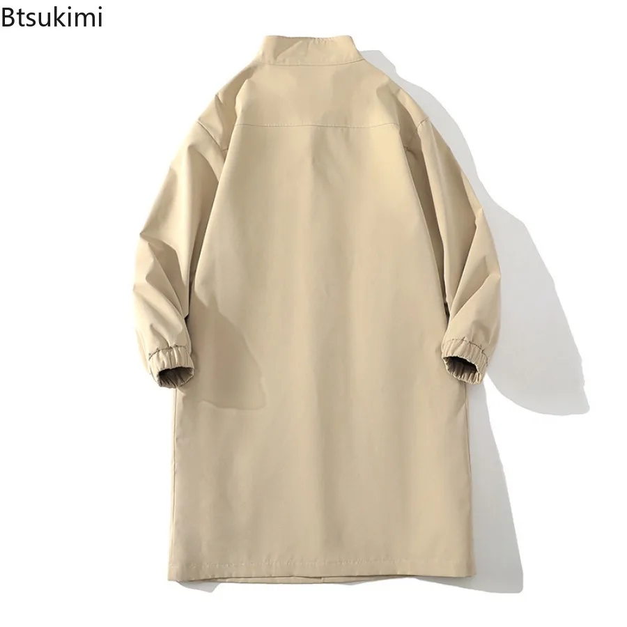 2025 Men's Autumn New Trench Coats England Style Trend Streetwear Looss Casual Mid-length Jackets Single Breasted Cardigan Coats