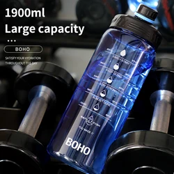 FEIJIAN 2 Liter Water Bottle With Straw Large Portable Travel Bottles Sports Fitness Cup with Time Scale