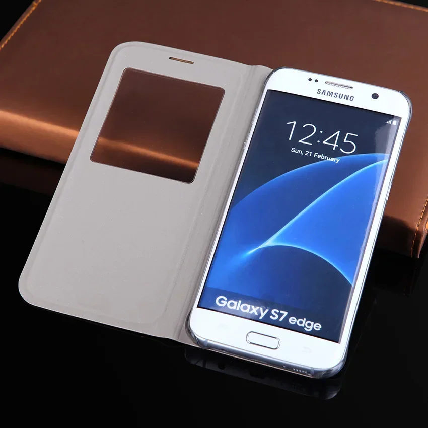 Slide Window View Case For Samsung Galaxy S7 Edge S8 Plus S8+ Flip Cover Cell Phone Carrying Bag Funda Coque Holster Shell