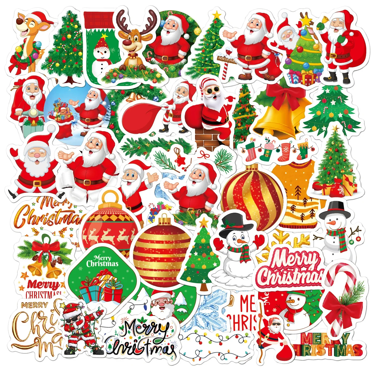 Christmas Stickers 50Pcs Christmas Theme Stickers for Kids Teens Vinyl Gift Tags DIY Christmas Decorations, Funny Holiday Gifts