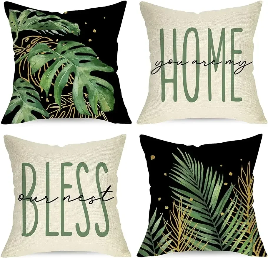 

Spring palm leaf decorative pillow cover tropical monstera plant decoration sofa cushion cover cushion cover 45x45
