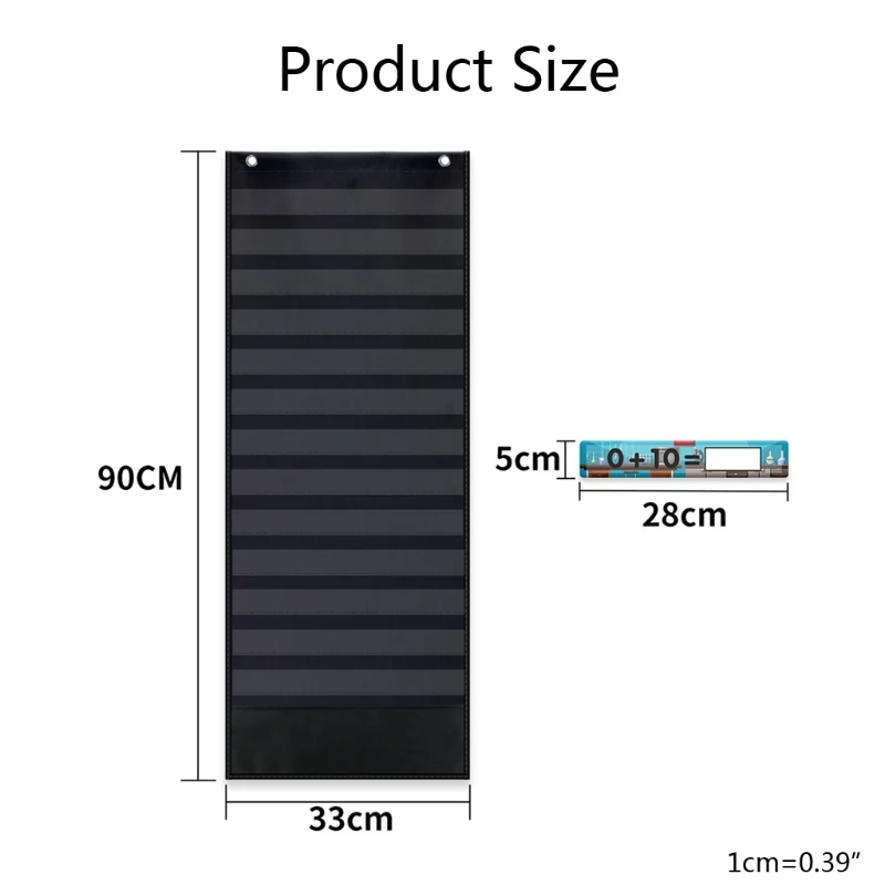 Organizador de archivos de pared colgante, tabla de bolsillo de almacenamiento de alta resistencia, 13 bolsillos transparentes, 1 bolsillo para herramientas, 50 piezas, tarjetas borrables reutilizables