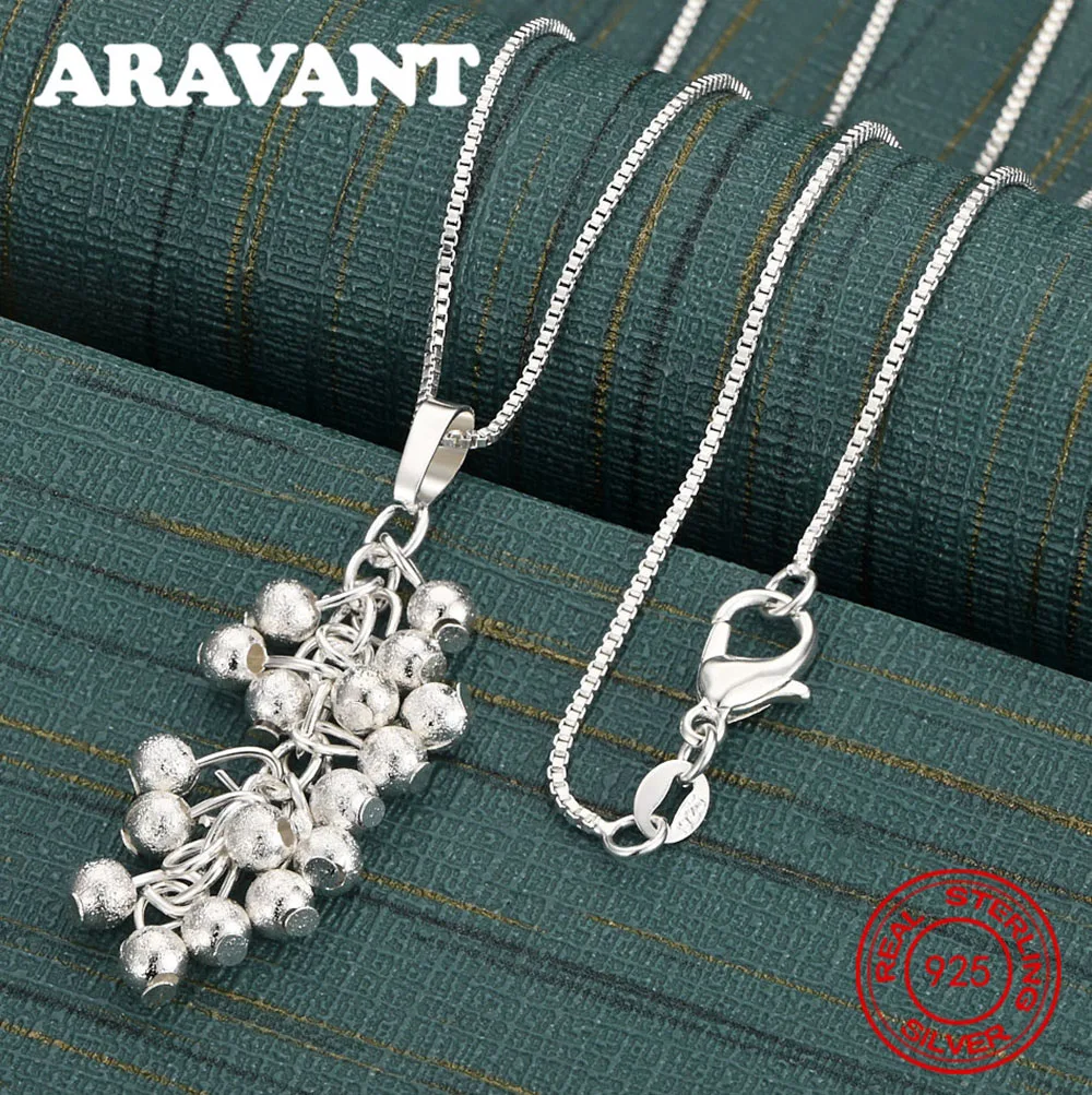 

Ожерелье с подвеской из стерлингового серебра 925 пробы с матовыми виноградными бусинами, повседневные аксессуары, женские простые и элегантные украшения