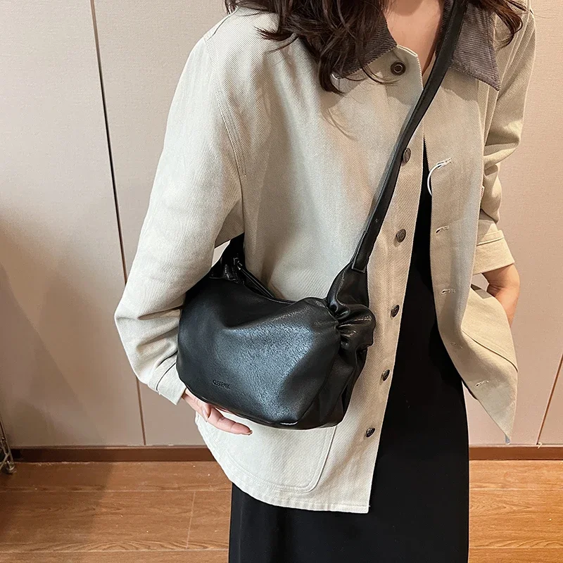 LEFTSIDE Retro PU Leather Shoulder Bags For Women 2024 Winter Y2K Korean Fashion New Trend Female Crossbody Bag Lady Handbags