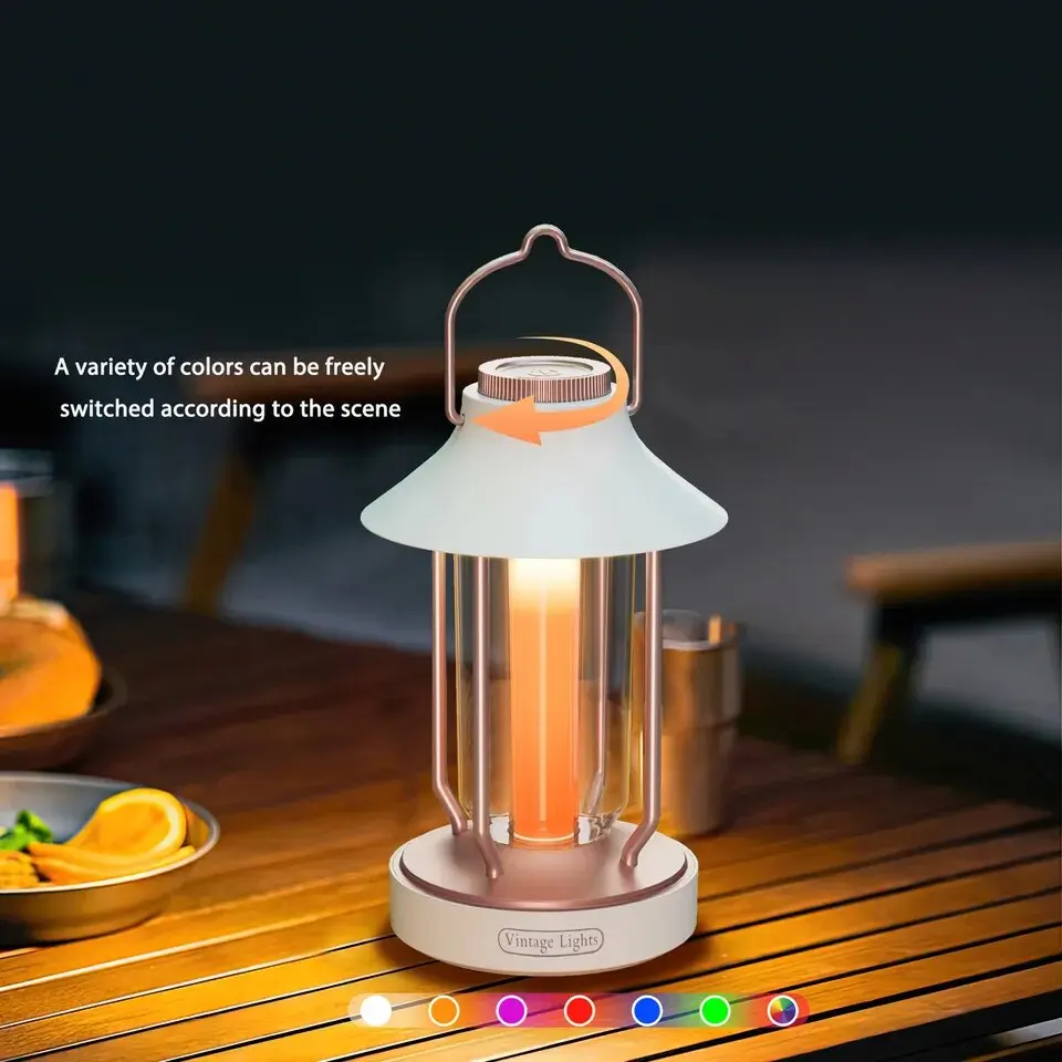 New Portable LED Camping Lantern 10000mAh Rechargeable Camping Light Waterproof Dimmable RGB Lightling Modes Tent Light With USB