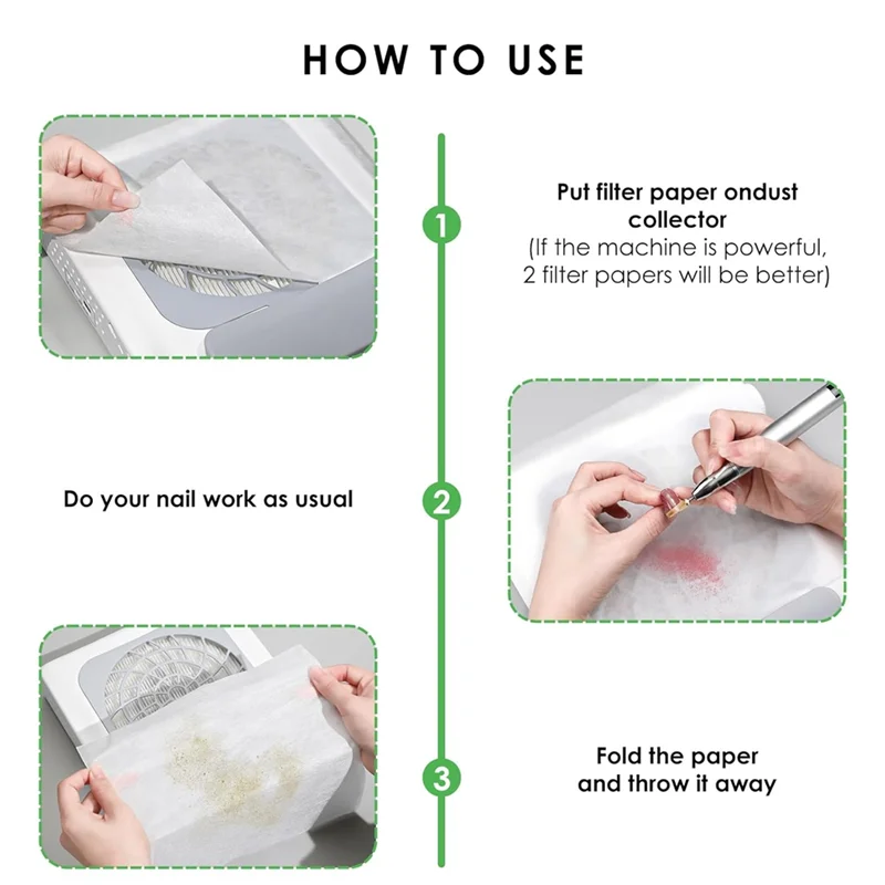 A44T 300 Sheets Nail Dust Collector Filter Paper: Disposable Dust Vacuum Filter For Most Nail Dust Fan Extractor Machine