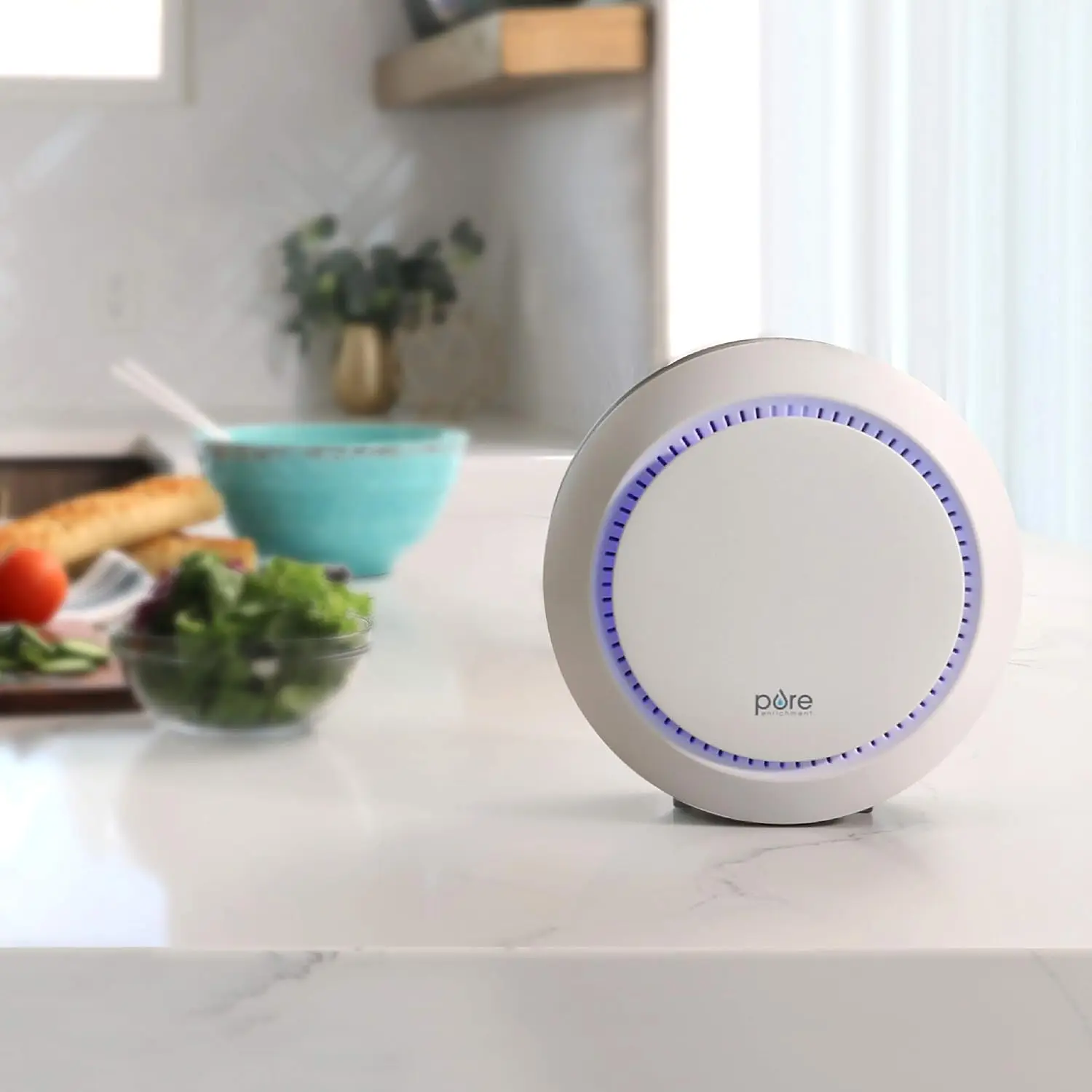 PureZone Halo Medium Room Air Purifier, 2 Stage Filtration, Purifies Air of Smoke, Pollen, Dust, and Pet Hair - Easily Fits