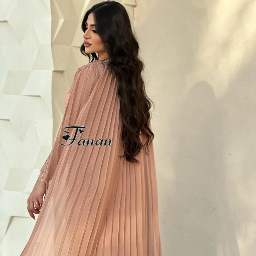 Personalizado simples champanhe o-pescoço camisa apliques vestidos de noite mangas completas em linha reta tornozelo comprimento elegante vestidos de baile