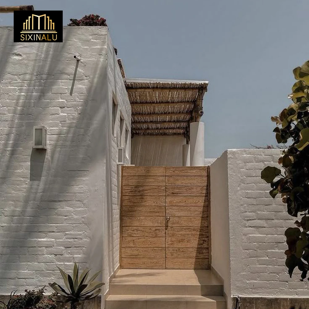 

Sixinalu Casement Door Big House Gaint Wood Main Fence Gates Aluminum Entrance Exterior Patio Back Side Doors Home Decor Custom