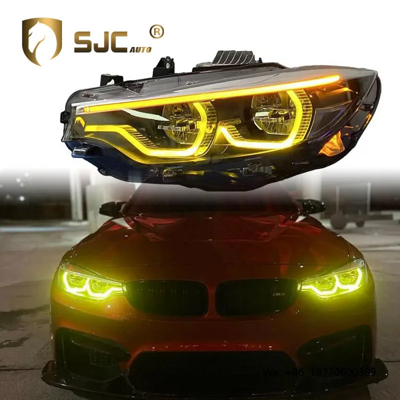 SJC Auto Car Part for BMW 4 Series F32 F36 F82 M3 F80 Headlight Assembly 2013-2020 New Design V2 Yellow/White LED  Headlight