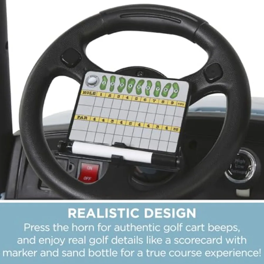 Dynacraft 24V Unisex Golf Cart 2-Seater Ride-On with Play Accessories and Parent Remote Control Safe and Fun for Toddlers and A