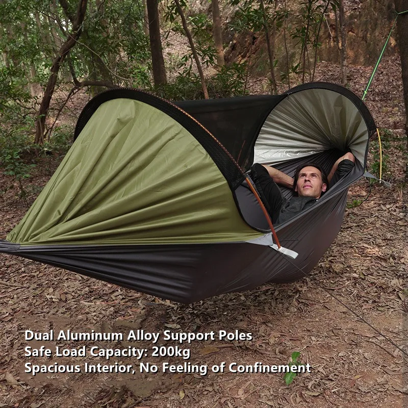 All-Protection Silver Coated Hammock, Integrated Sunshade and Mosquito Net for Ultimate Comfort, Use Anywhere as Swing