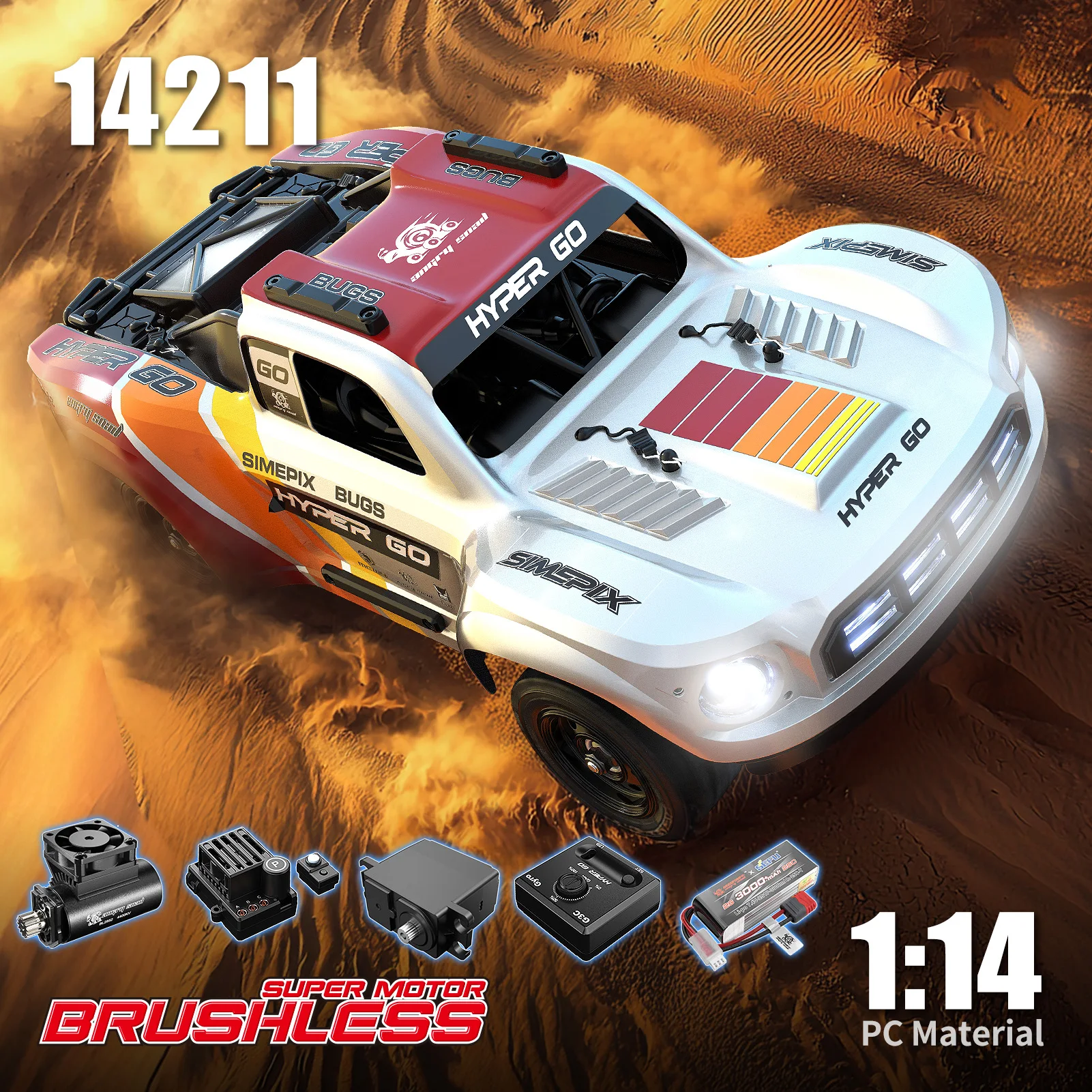 

Rc 14211 Full-Scale Remote Control Car Metal Chassis Short Card Cross-Country 1:14 Tension Drift High-Speed Car