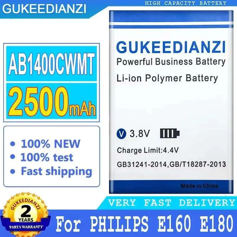 

For Philips E160 E180 E350 Premium Replacement 2500Mah Mobile Phone Battery AB1400CWMT