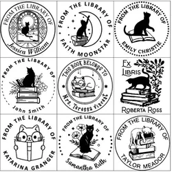 Cat stamp Custom Book Stamp Personalized Custom Name Stamp Self Inking From the Library Of ,This Book Belongs To, Back to School