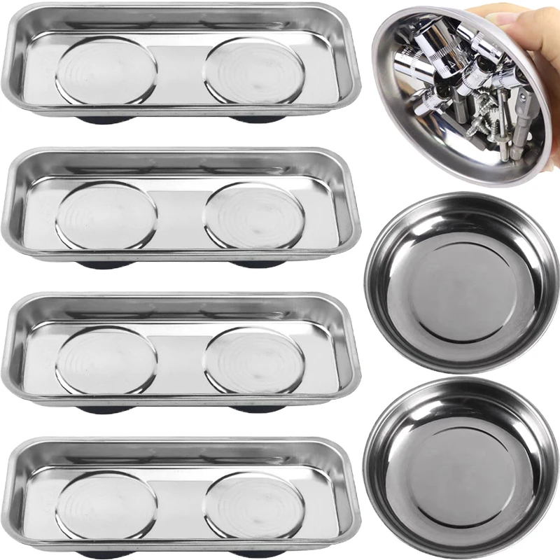 Plateau magnétique multifonction, pièces magnétiques circulaires, organisateur de bol, plateau à vis de rangement à domicile, outil à ventouse automatique en acier inoxydable