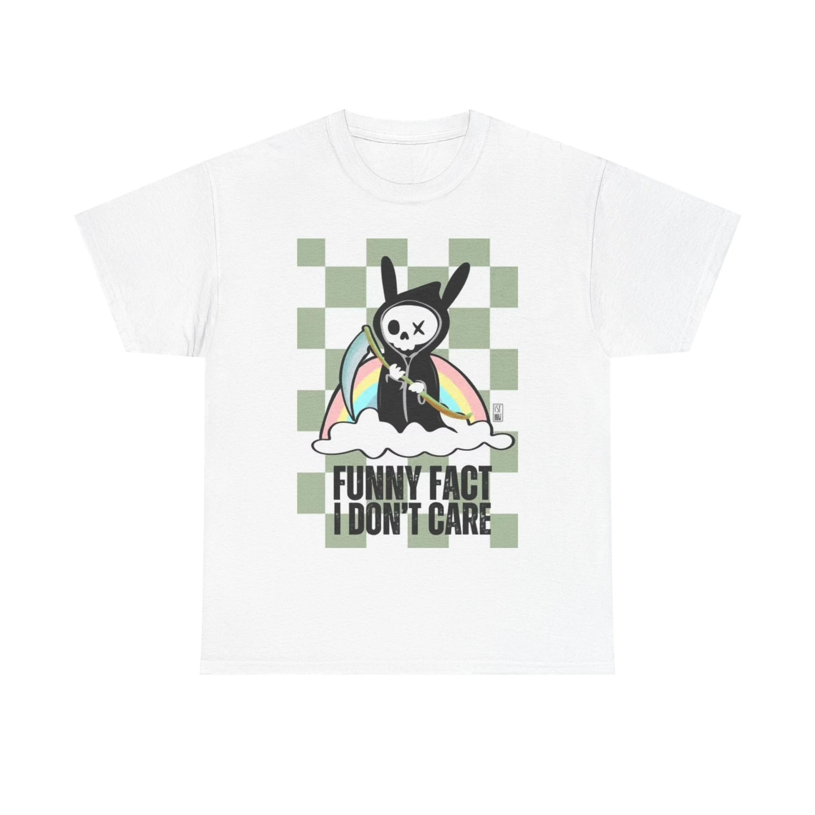 

Fun Fact I Don't Care Рубашка Grim Reaper Футболка унисекс из плотного хлопка