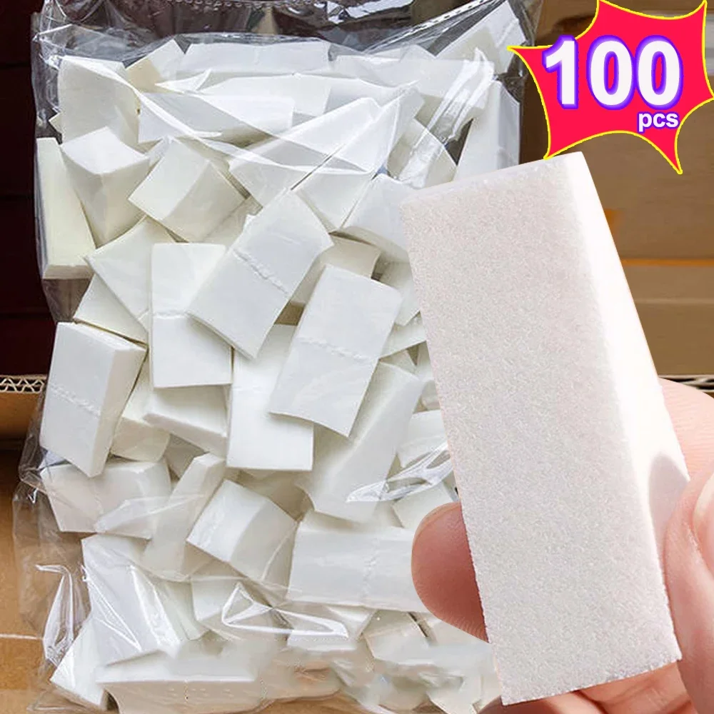 100 個の三角形のソフトメイクアップスポンジパフソフトスムーズフェイシャルファンデーションパウダーパフドライとウェットデュアル目的コンシーラークリームツール