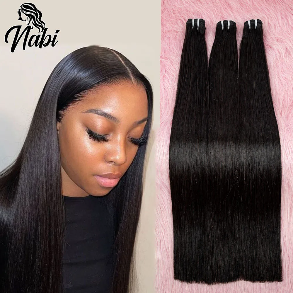 Nabi 16A Straight Raw Vietnamese Human Hair Bundles Double Drawn Top Tier 100% Unprocessed Virgin Hair For Black Women Weaving