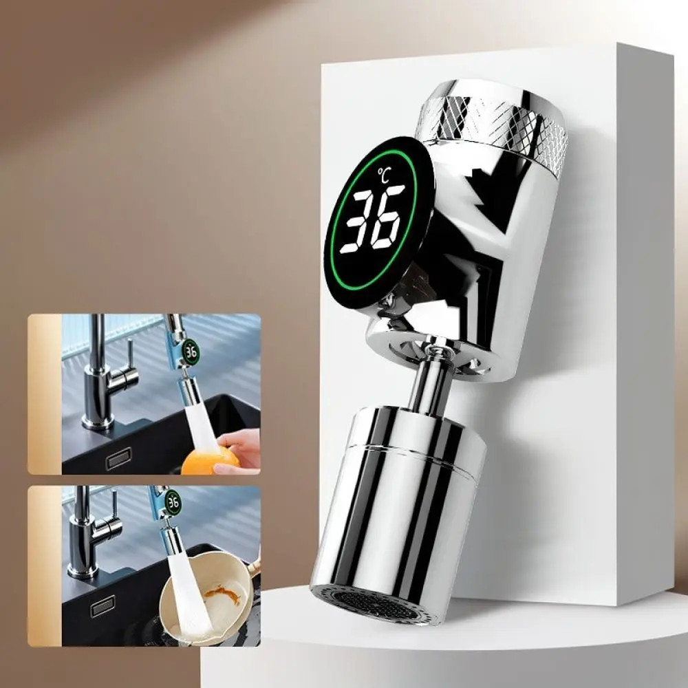 Kitchen Tap Extender LED Temperature Sensing Bubbler Universal Flexible Swivel Sink Aerator Anti Splash Device