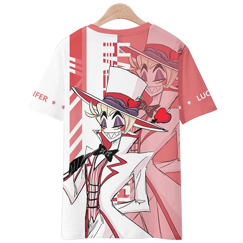 Lucifer•Morningstar, летняя футболка с аниме, летняя мужская футболка, повседневные женские футболки с круглым вырезом и короткими рукавами