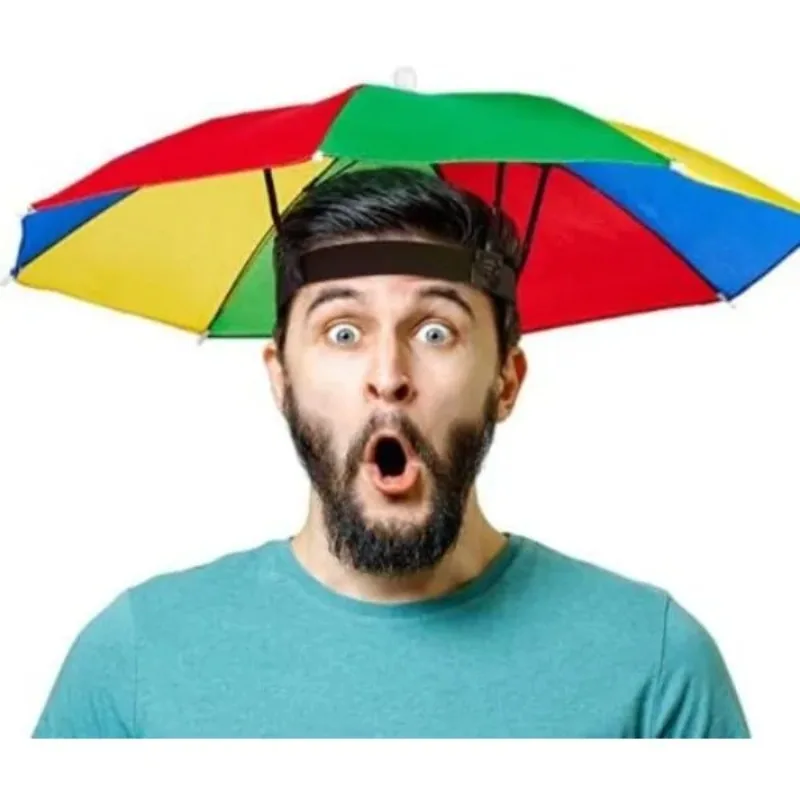 Multicolor Foldable Umbrella Hat 69cm Large Canopy Rain & Sun Protection Outdoor Cap for Adults
