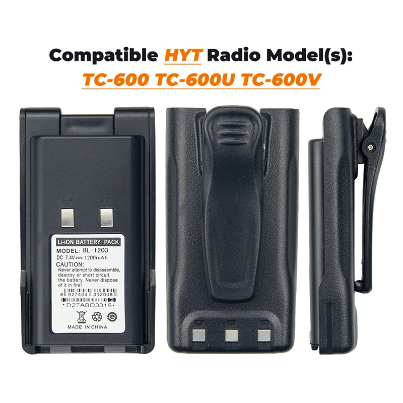 BL1023 Li-ion Battery 1200mAh DC7.4V Walkie Talkie Battery For HYT TC-600 TC600 Two Way Radios Extra Parts Replacement Accessory