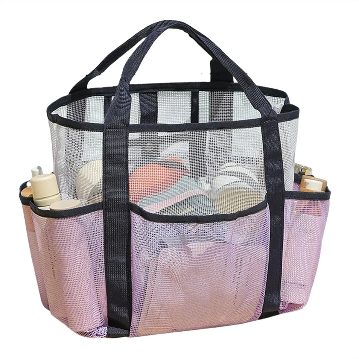 Portable Beach Bag Bathroom Storage Bag Foldable Mesh Beach Bag Gym and Swim Bag Large-Capacity Portable Storage Bag B