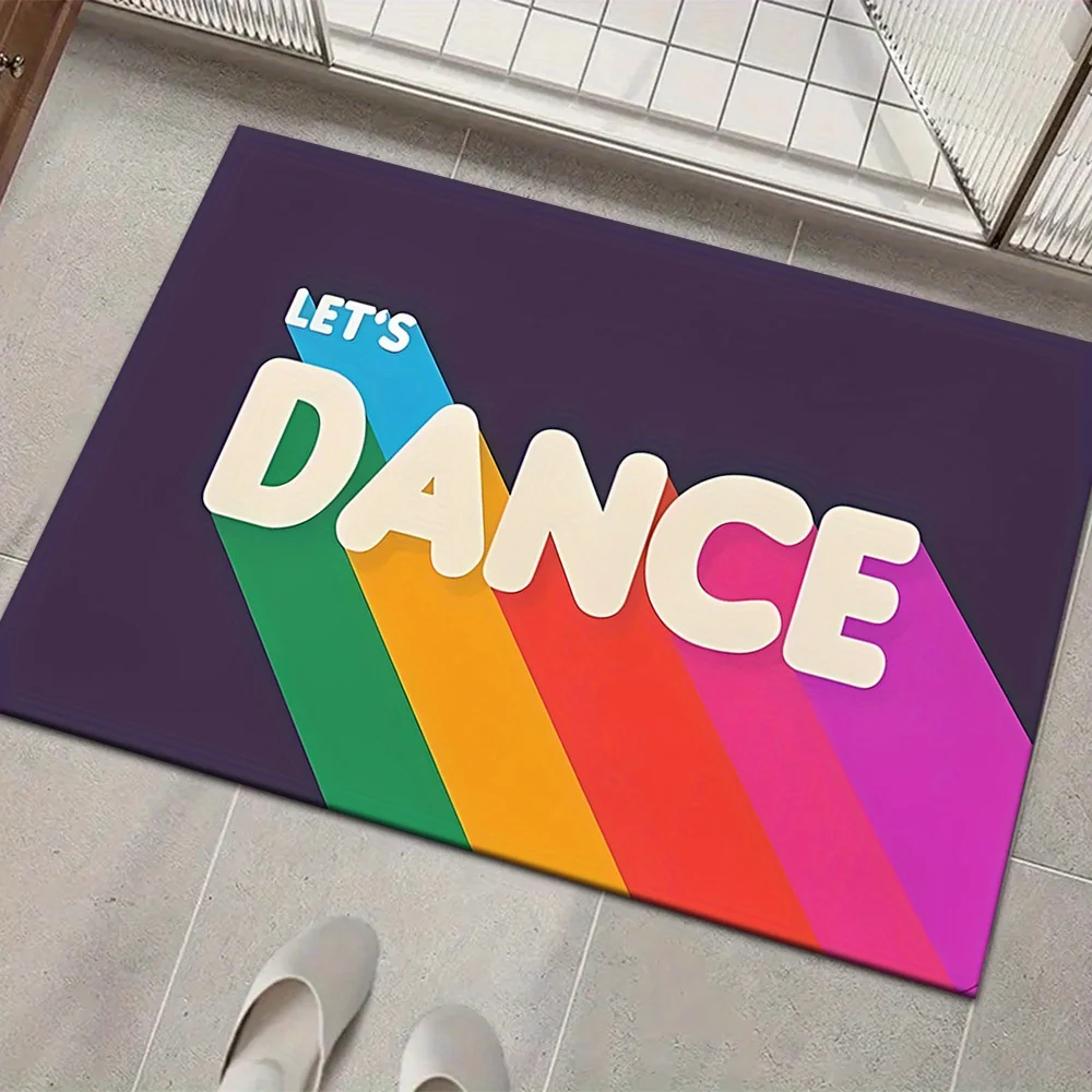 Let's Dance Groovy Rainbow Crystal Velvet Doormat Stain Resistant Floor Mat For Dance Studio Entry Dance Lover Creative Gift