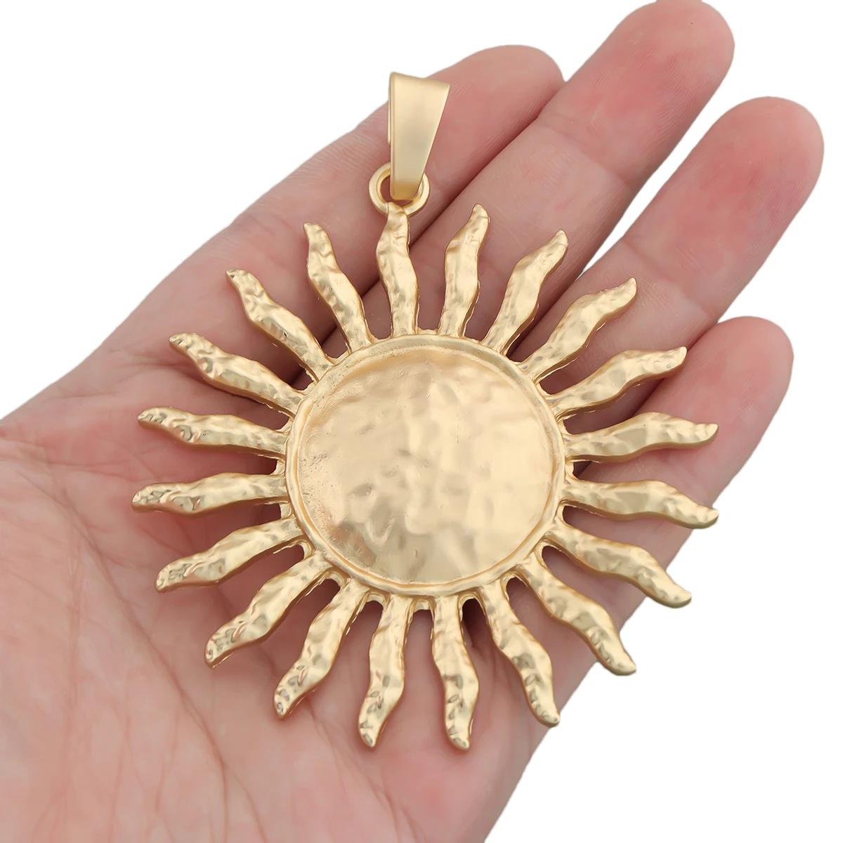 1 x Large Sunflower Flower Matt Antique Gold Color Charms Pendants for Necklace Jewelry Making Findings Accessories