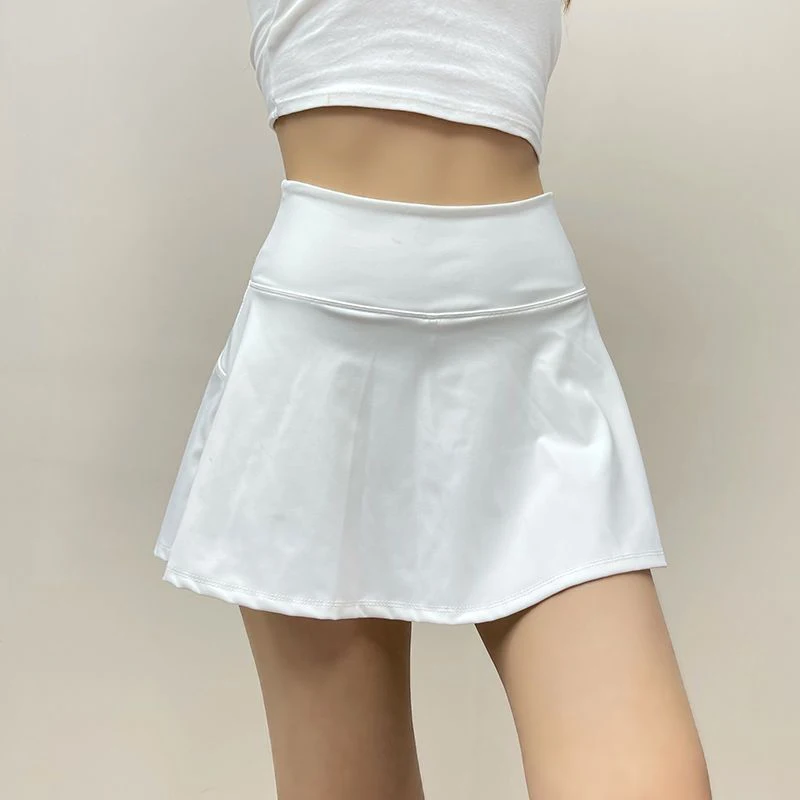 Women Yoga Sports Short Skirt Summer 2024 Solid Color Elastic A Line Skirts Woman Side Fork Fitness Running Tennis Mini Skirt