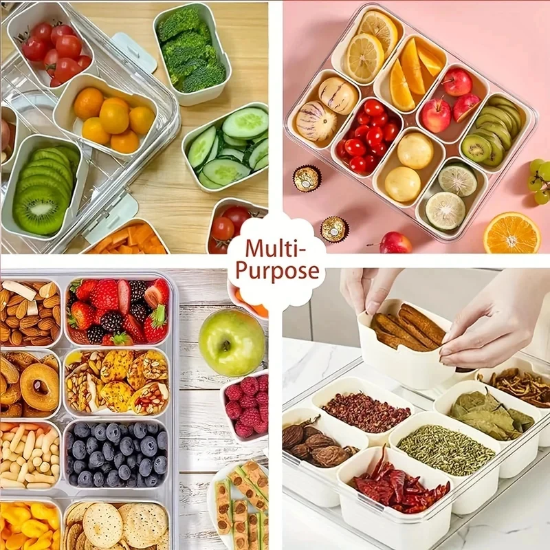 8 Grid Snack Box with Lid Port - Snack Container Travel 评论和价格