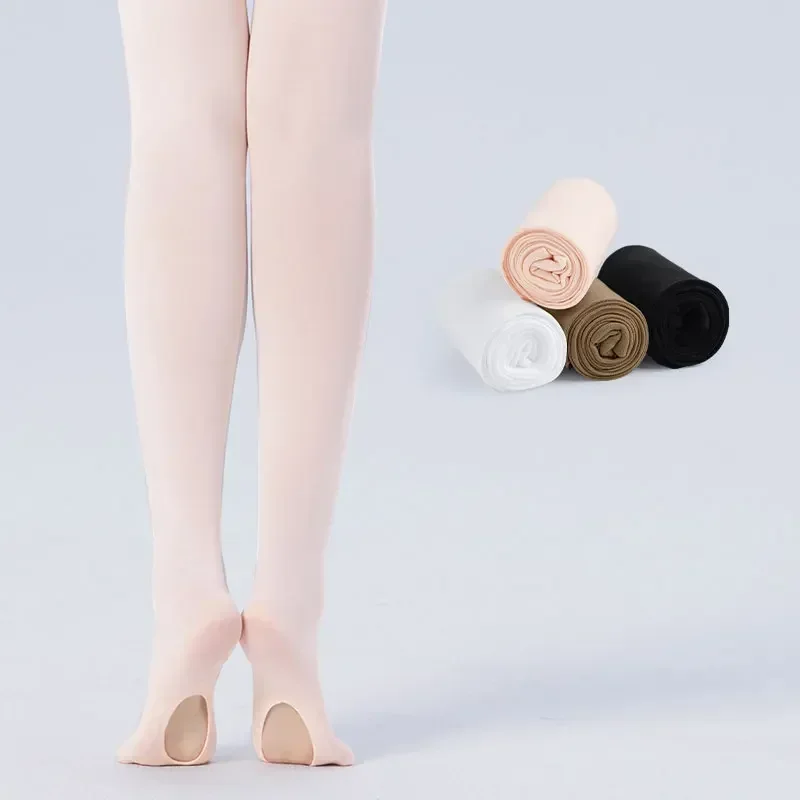 Girls Woman Ballet Tights 60D Convertible Tights Ballet Stockings Ballet Leggings Dance Tights Seamless Pantyhose with Hole