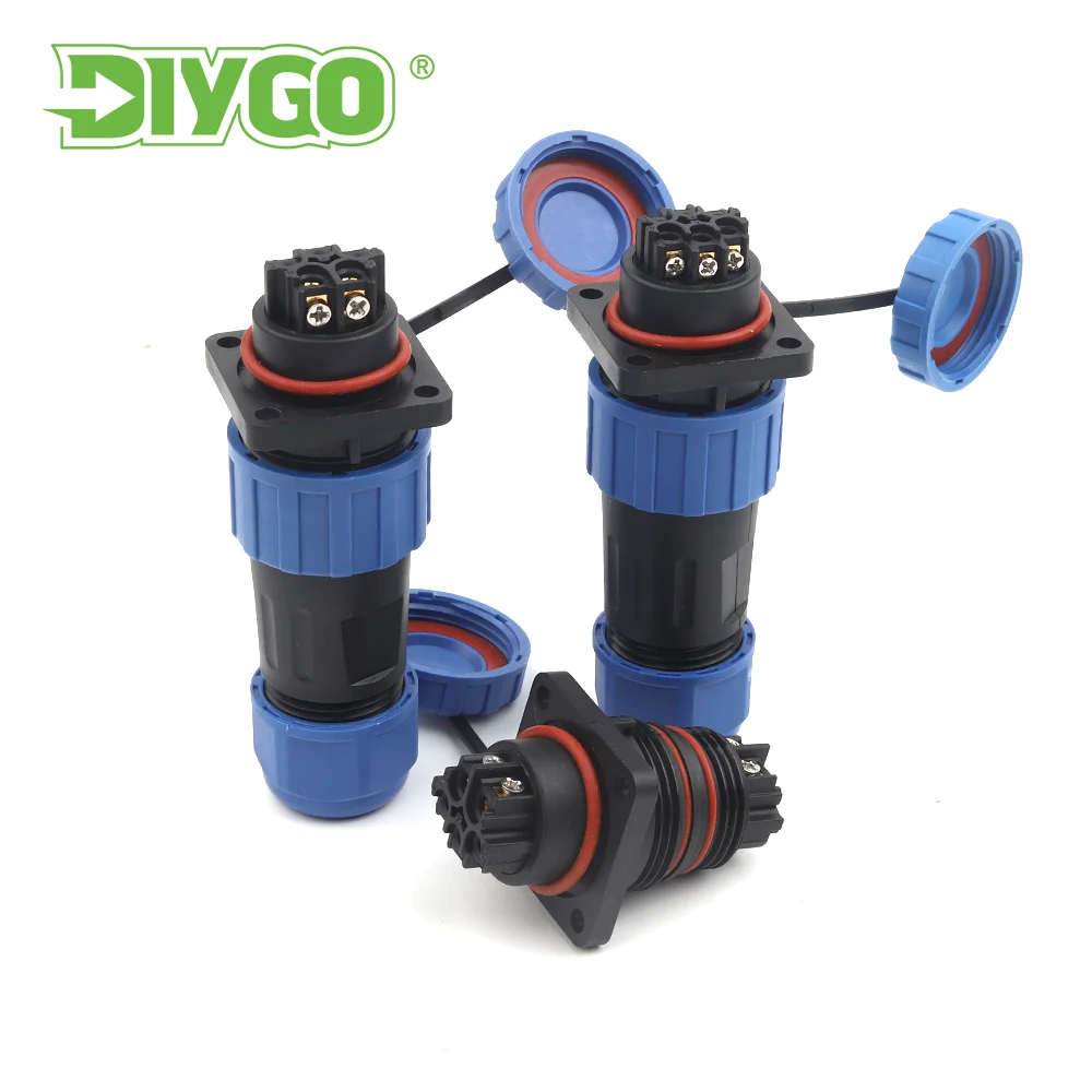 

LP/SP20 IP68 Male Female Plug And Socket Screw Crimp Aviation Cable 2 3 4 5 6 7Pin Waterproof Square Socket Plug Connector