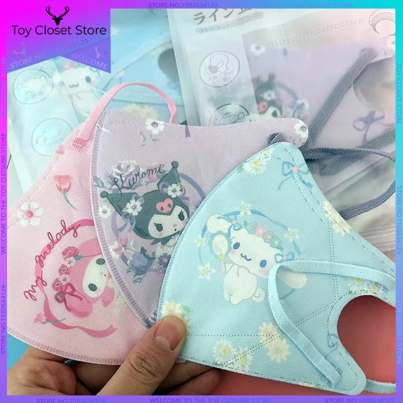 Sanrio Melodie Kuromi 3d Wegwerp Gezichtsmasker Beschermende Kawaii Swwt Fashion Maskers Mascarilla Volwassen Kinderen Anime Masque Voor De Zomer