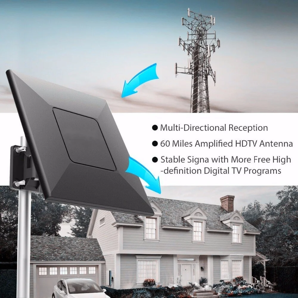 Outdoor TV Antenna for Football Sports TV Channel Movie HDTV 4K UHF VHF Digital Antenna Signal Amplifier DTV Top Box Booster