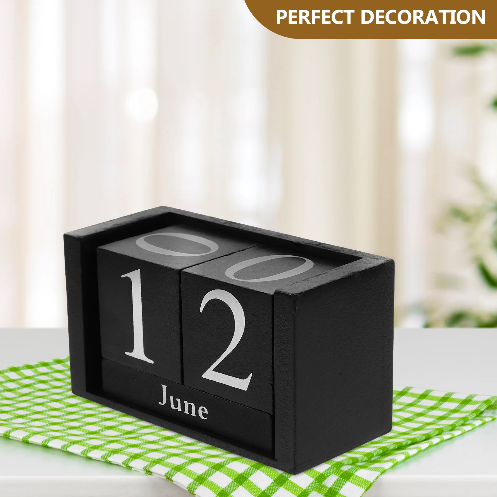 Calender Wooden Block Calendar Small European Style Elegant Desktop Black Office