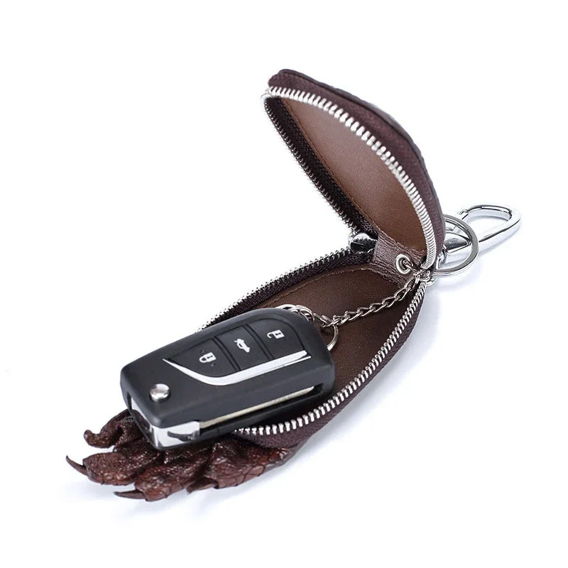 2026 New Fashion Crocodile Skin Genuine Leather Men Car Key Wallets Multi Function Key Case Male Zipper Housekeeper Holders - view 5