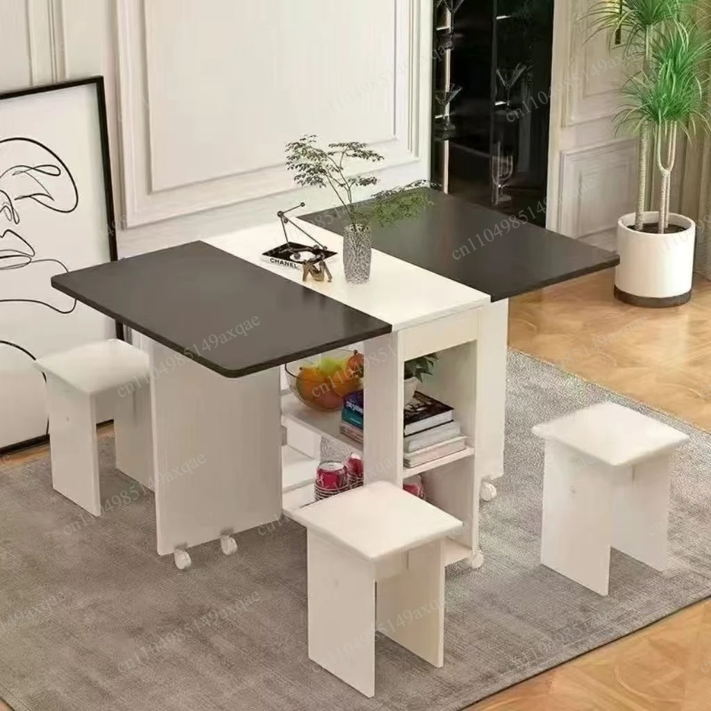 Folding table dining table household small apartment economical eating round mobile folding