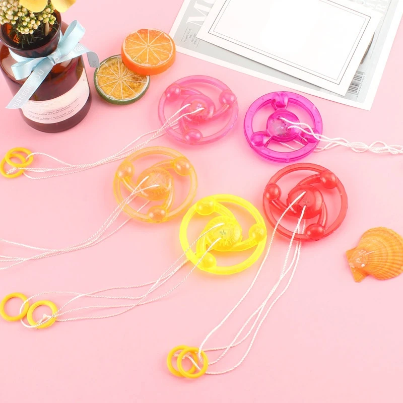 3pcs New Luminous Hand Pull Luminous Flashing Rope Flywheel Toy Led Light Toy Novelty Children Flywheel Flash Gyro Gift Toys